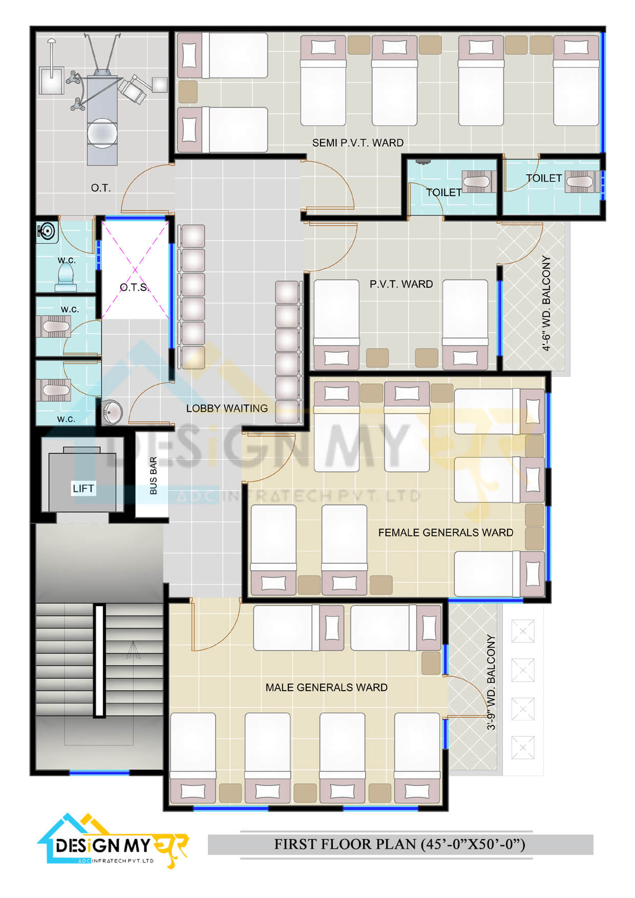 45X50 Hospital Plan,West Facing